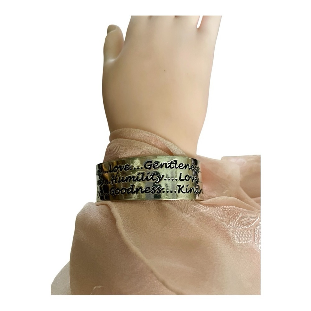 Fruits of the Spirit Inspirational Cuff Bracelet, Silver over Brass. - Picture 2 of 4
